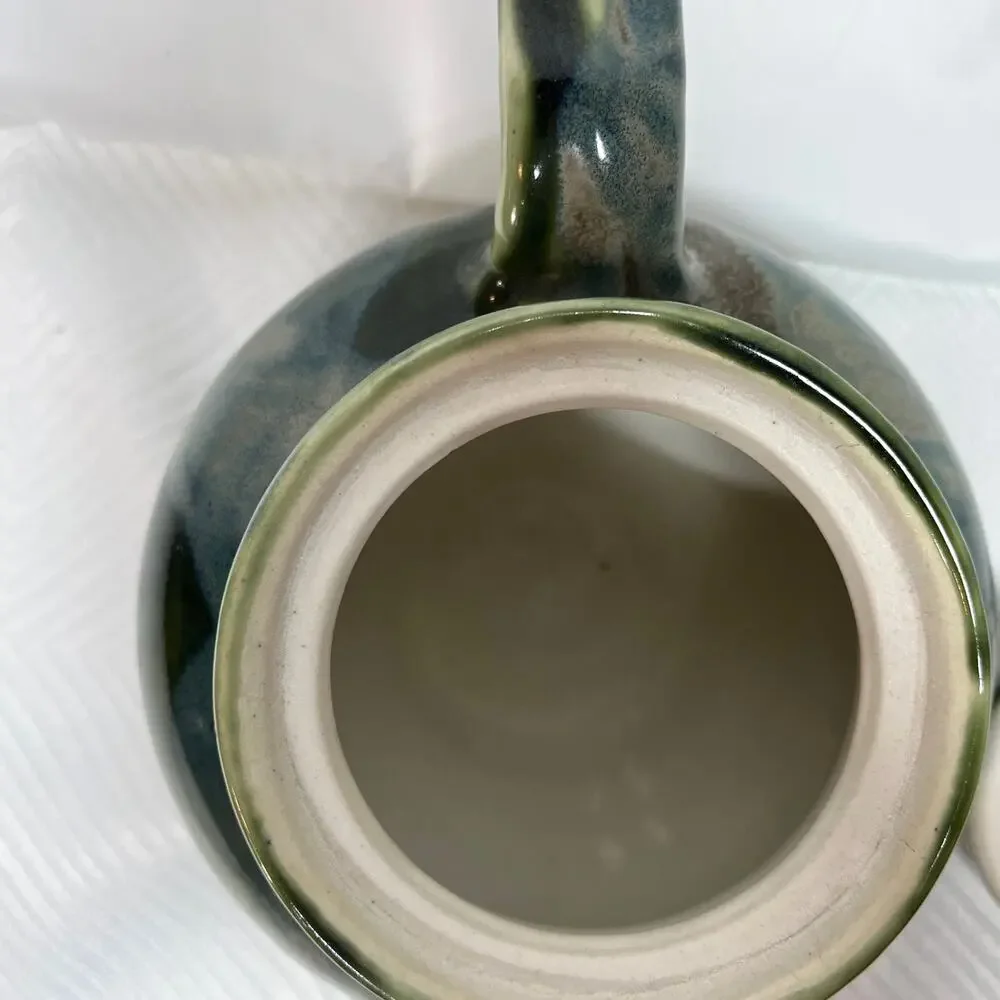Handmade Ceramic Teapot Domed Lid Blue Green Glaze 6